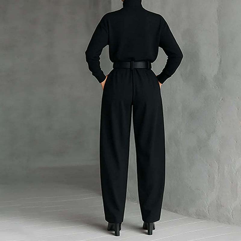 💜 DERNIER JOUR DE PROMOTION - 50 % DE RÉDUCTION💜Ensemble élégant pour femme composé d'un haut à col roulé et d'un pantalon taille haute