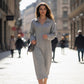Rochie tip hanorac cu mâneci lungi și guler cu rever pentru femei