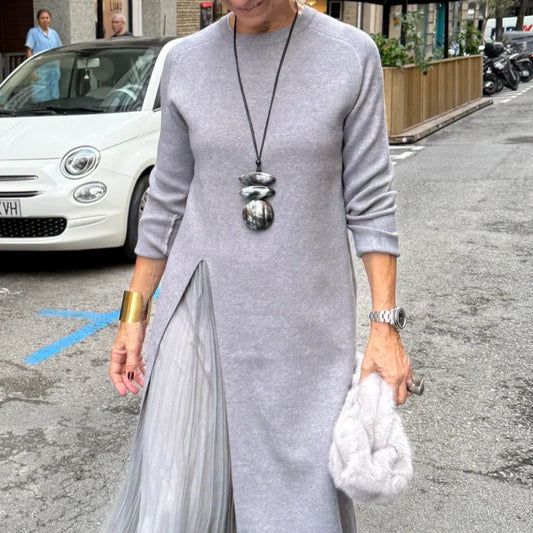 Rochie midi elegantă din tricot pentru femei, cu fante laterale