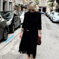 Rochie midi elegantă din tricot pentru femei, cu fante laterale