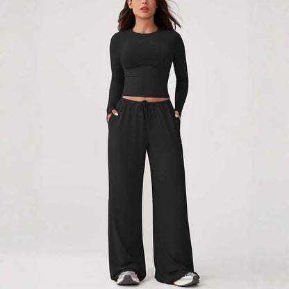 👚Set casual pentru femei, format din top scurt și pantaloni cu șnur🔥✨
