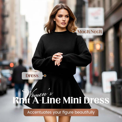 💃 Rochie mini din tricot cu guler înalt pentru femei