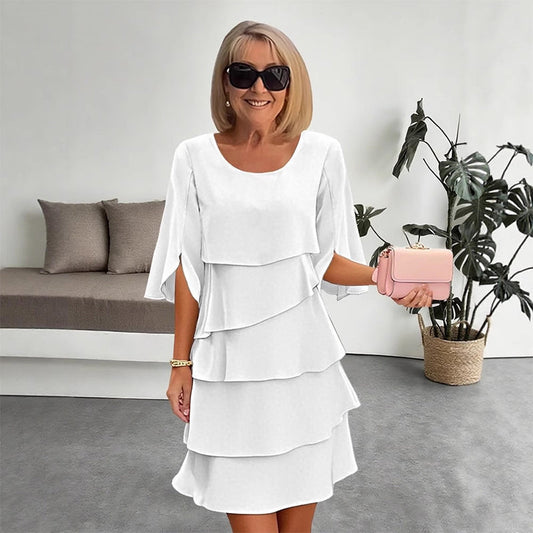 💥Reducere de 50% pentru o perioadă limitată 😍Rochie elegantă pentru femei, cu mâneci cu volane suprapuse