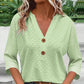 🔥Limited-time offer-Women's V-Neck Button Down Eyelet Blouse