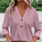 🔥Limited-time offer-Women's V-Neck Button Down Eyelet Blouse