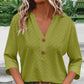 🔥Limited-time offer-Women's V-Neck Button Down Eyelet Blouse