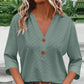 🔥Limited-time offer-Women's V-Neck Button Down Eyelet Blouse