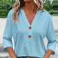 🔥Limited-time offer-Women's V-Neck Button Down Eyelet Blouse