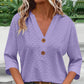 🔥Limited-time offer-Women's V-Neck Button Down Eyelet Blouse