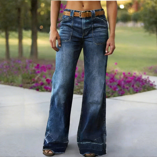 ✨🔥Blugi retro evazați pentru femei, cu buzunare👖
