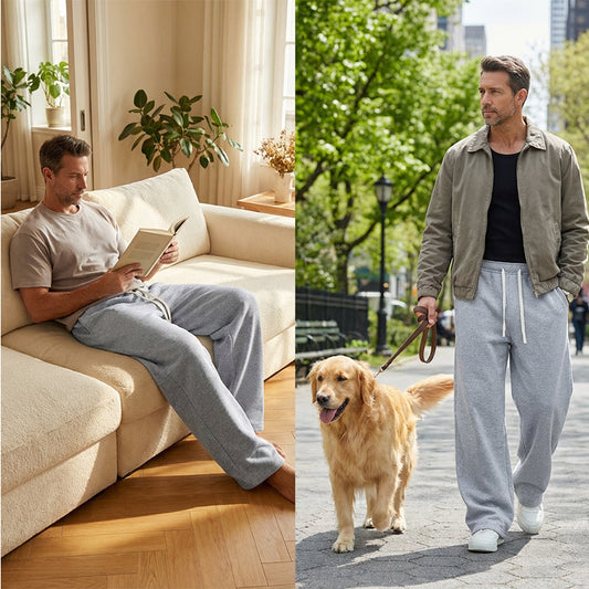 😍✨ Pantaloni Casual Barbati cu Snur si Elastic, Croiala Larga Confortabila, Buzunare Laterale, Tesatura Moale — Gri, Negru — S-2XL💪