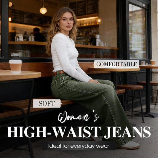 👖Nouă Sosire - Reducere de 40%🔥🥳Peste 50.000 Vândute!💥Blugi pentru femei, talie înaltă, picior larg