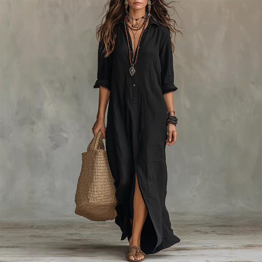 🍃😍Rochie maxi lejeră, cu croi larg și fante în față👗