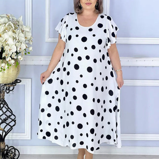 🔥【S-4XL】🌸Rochie pentru femei cu imprimeu cu buline