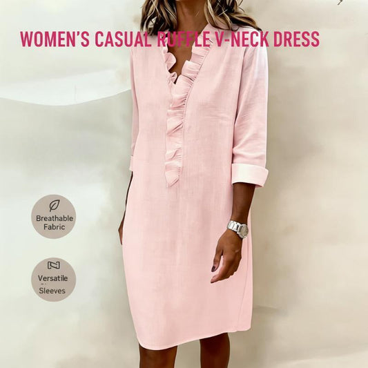 😍Rochie casual pentru femei, cu volane și decolteu în V👗💗