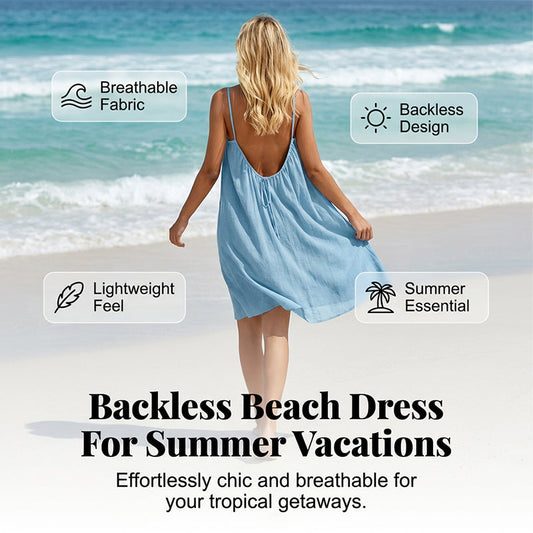 ☀️🏖️Rochie sexy fără spate, cu bretele, cu cordon de strângere reglabil