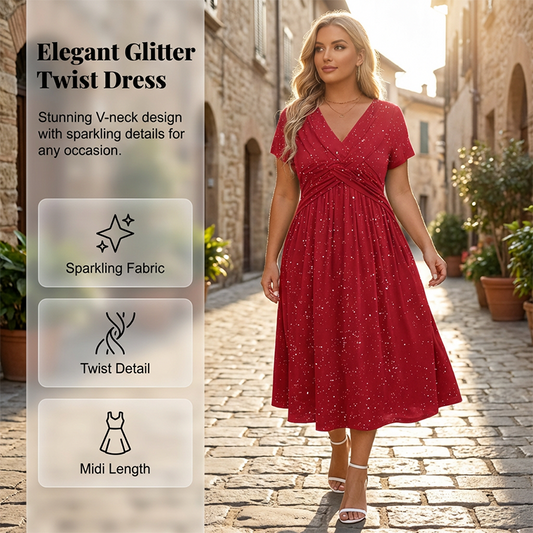 💃👗Rochie elegantă pentru femei, cu decolteu în V și detaliu răsucit în față