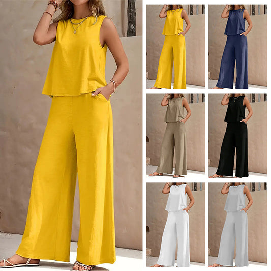 ❤️💓Set de două piese din bumbac și in pentru femei🛍️
