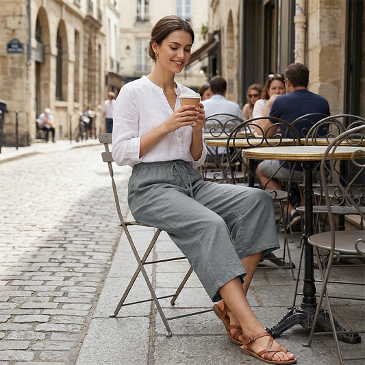 🌿Croială lejeră, confort pe tot parcursul zilei 😌Pantaloni capri pentru femei, cu talie elastică și șnur, casual