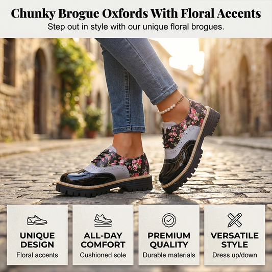 👞Brogues cu platformă și imprimatur floral pentru femei😍