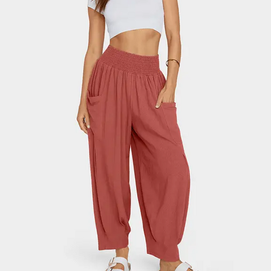 💖😍Pantaloni Harem Casual pentru Femei, Lăși, cu Talie Înaltă👩