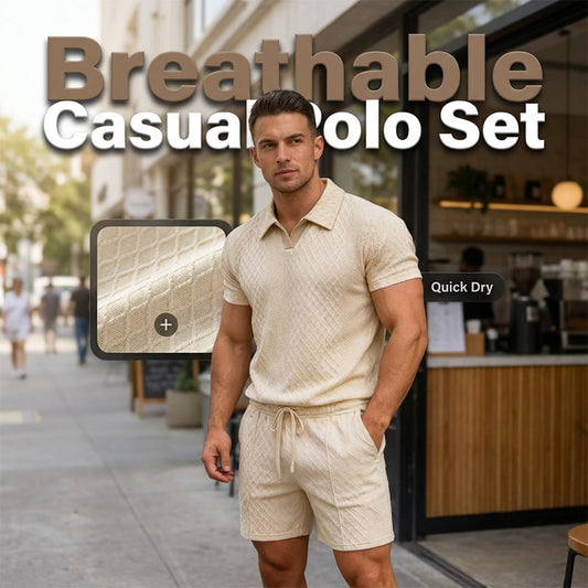 💪Set Casual Tricotat Respirabil – Fără Riduri, Croială Relaxată⭐