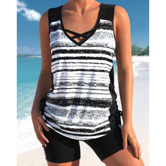 ☀️🏖️Costum de baie tankini din două piese, cu imprimeu, pentru femei😻