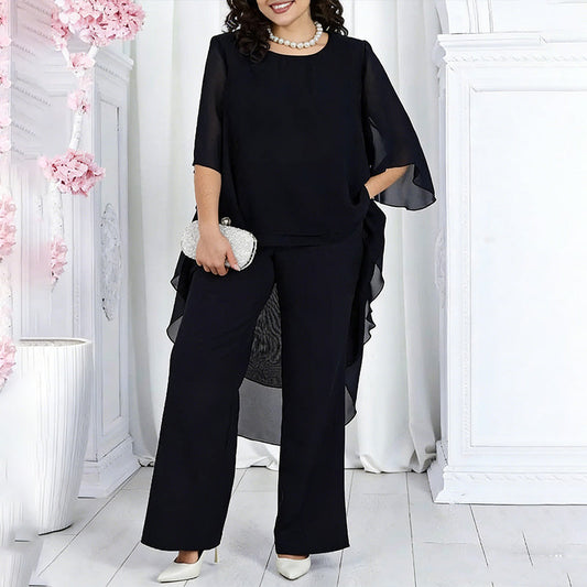 🔥Ofertă exclusivă: 50% reducere🎁Set pentru femei compus din un top elegant și pantaloni cu croi larg😍