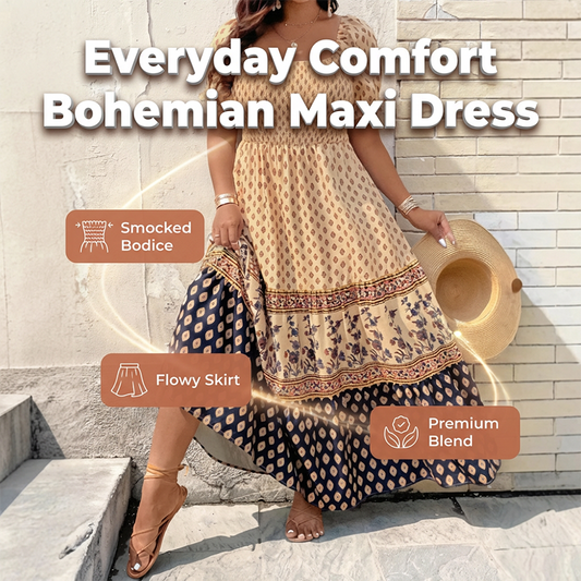 0XL-4XL😍Rochie lungă cu guler pătrat, mâneci bufante și volane💃