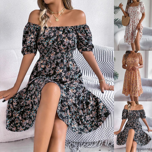 🌼👗Rochii florale imprimate cu volane pentru femei