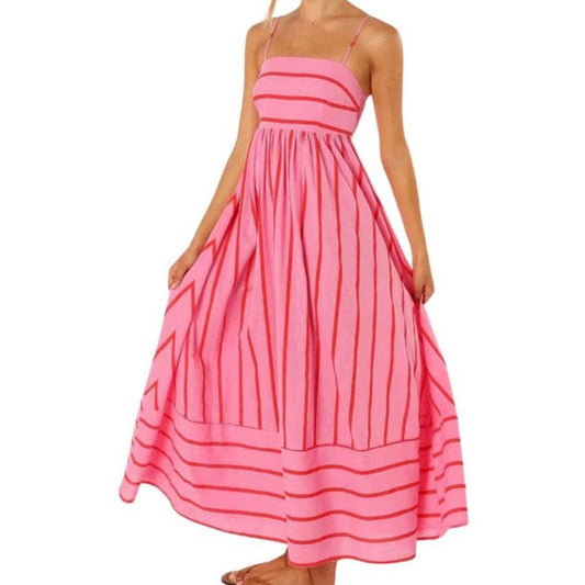 🌞Vânzare de vară 50% REDUCERE🔥Rochie lungă balon cu bretele spaghetti și decupaj