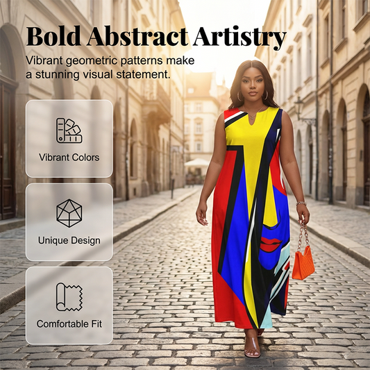 Rochie maxi vara, potrivire larga, cu print artistic