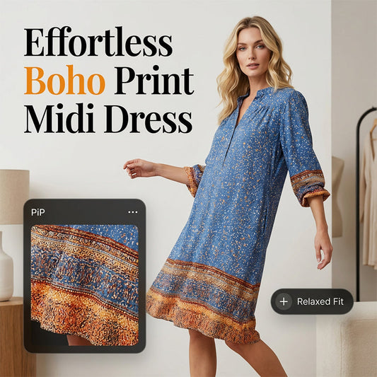 🌟Vintage-Inspired Print Midi Dress✨