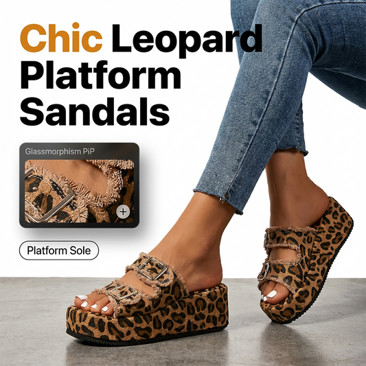 ✨🐆Sandale cu platformă pentru femei, cu două catarame