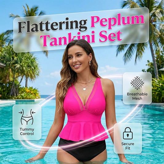 🏖️👙Set de tankini cu volane pentru femei, cu slip
