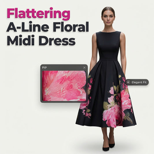 🌸Rochie midi elegantă, fără mâneci, cu croi în A și imprimeu floral👗❤️