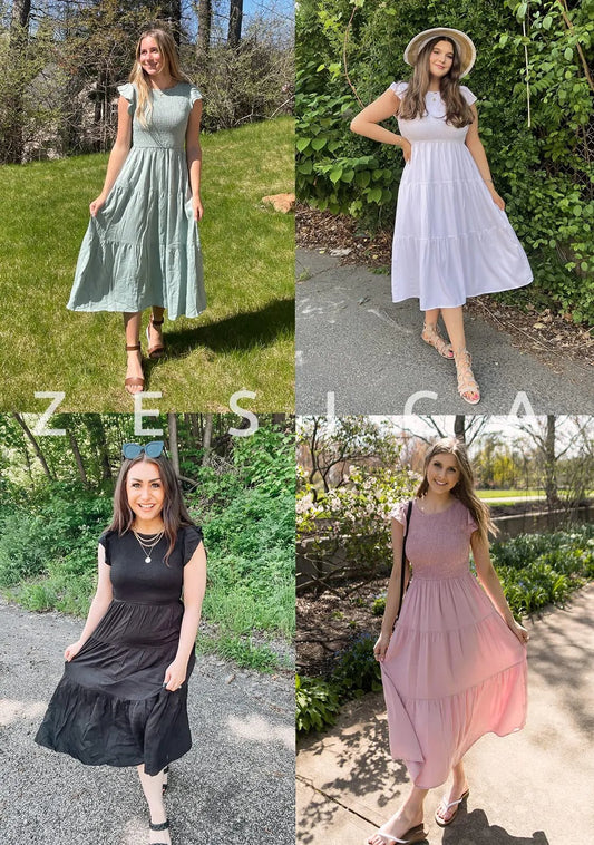 💖Rochii Casual de Vară pentru Femei, Flutter Scurt Midi💥