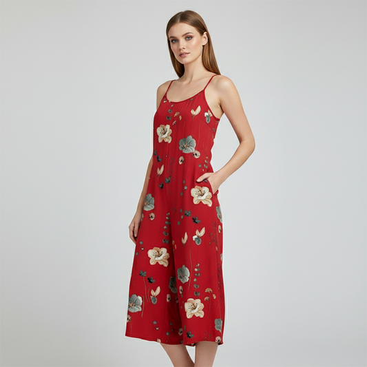 Jumpsuit Casual pentru Femei cu Spaghetti Strap și Imprimat