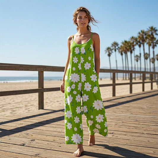Costum feminin cu imprimeu floral și pantaloni largi
