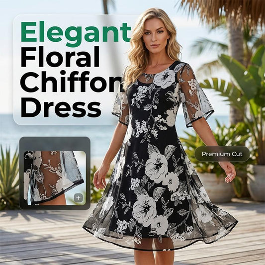 Rochie elegantă din șifon cu imprimeu floral pentru femei