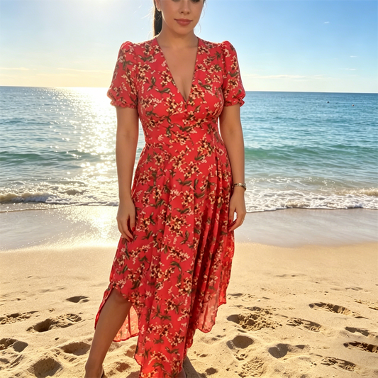 🌹😍🌹Rochie pentru femei cu decolteu în V și imprimeu floral