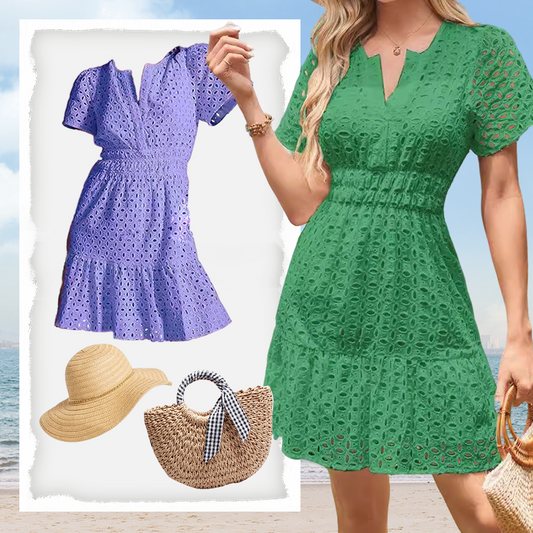 ✨ Rochie pentru femei cu gât în V și mânecă scurtă 💃