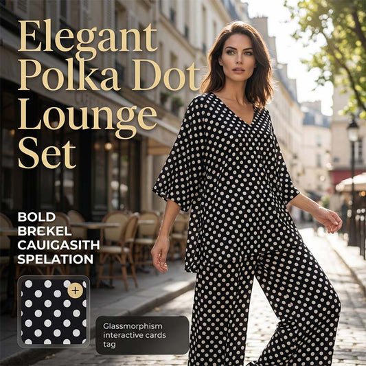 🎉Ofertă specială de Ziua Mamei❤️Set de 2 piese pentru femei, cu decolteu în V și buline