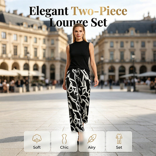 🎉Ofertă specială de Ziua Mamei❤️Set de top fără mâneci pentru femei și pantaloni largi cu imprimeu