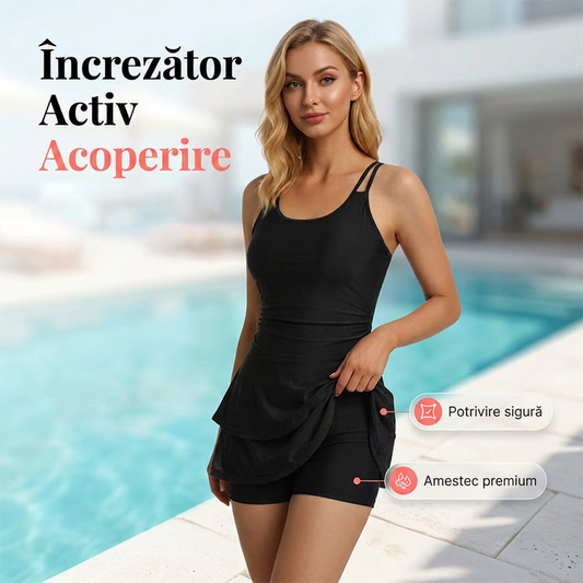 🌊Reducere de 40%💝Costum de baie cu fustă cu volane și două bretele