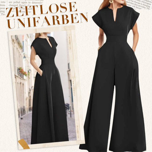 🎉Oferte speciale de sărbători😍Salopetă pentru femei cu decolteu în V, mâneci scurte și picior larg