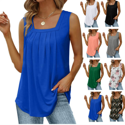 🎉Oferte speciale de sărbători😍🎉🎉Tricou vest fără mâneci cu gât pătrat pentru femei 2026🔥