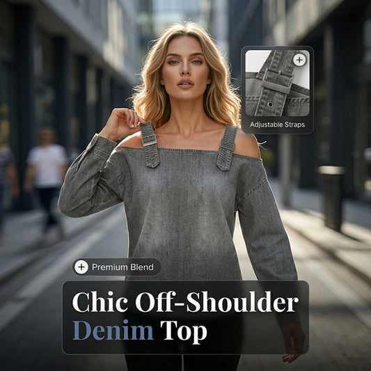 👕 REDUCERE DE 30% ! ✨ Bluză Denim pentru Femei – Bretelă Lată, Modă, Casual ✨