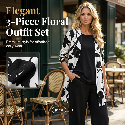 Vânzare exclusivă 🎉 Set de trei piese pentru femei, confortabil și la modă, cu imprimeu artistic, ideal pentru vacanță 😍