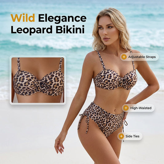 🐆👙Set de bikini pentru femei, talie înaltă, top și fundă💝